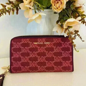 Michael Kors jet set wallet phone case mulberry signature new